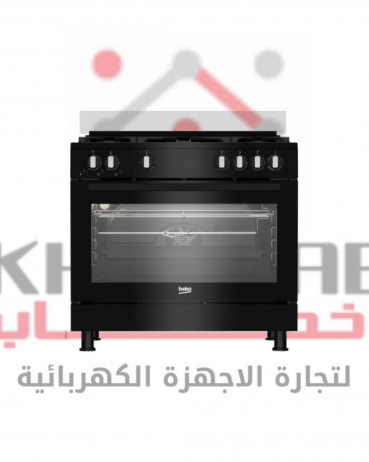 GGR 15115 DX NB بوتاجاز بيكو 5 شعلة - امان كامل - اسود 90 س- مروحة تبريد – مروحة طهى - حوامل زهر