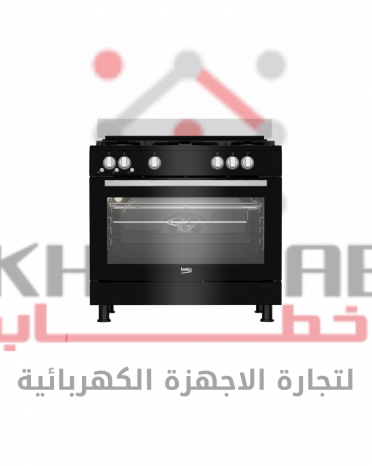 GGR 15115 DX NBE بوتاجاز بيكو 5 شعلة - امان كامل - اسود 90 سم- مروحة تبريد – مروحة طهى - حوامل زهر