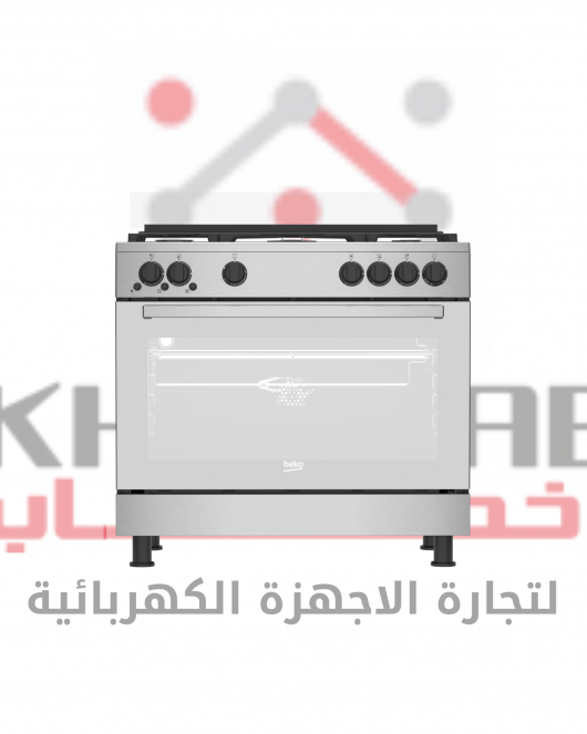 GGR 15325 FX NBE بوتاجاز بيكو 5 شعلة - امان كامل - اسود* سيلفر 90 سم- مروحة تبريد – مروحة طهى - ديجيتال- حوامل زهر