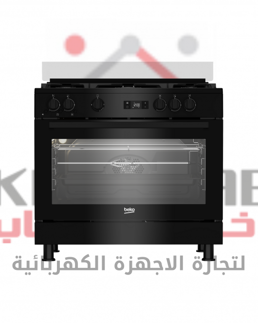 GGR 15325 FX NB بوتاجاز بيكو 5 شعلة - امان كامل - اسود 90 سم - مروحة تبريد – مروحة طهى-ديجيتال - حوامل زهر